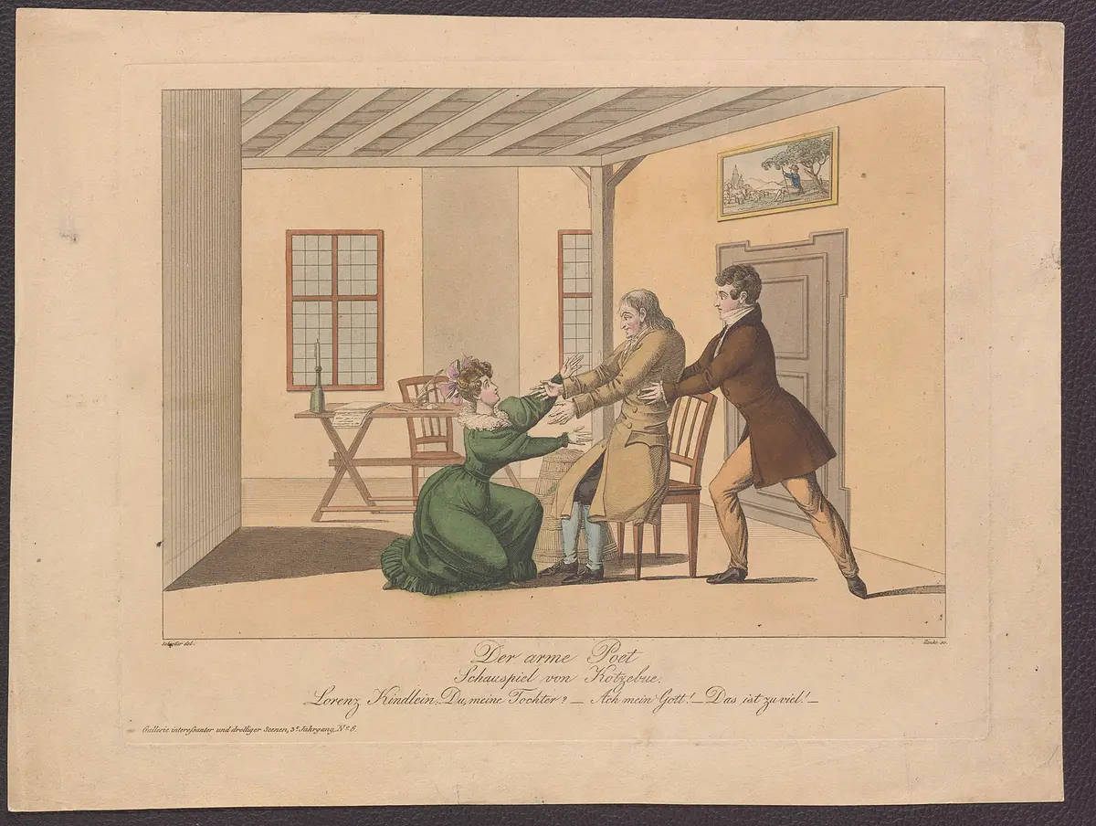 Der arme Poet, Titel der Serie: Gallerie interessanter und drolliger Scenen, Name der Zeitschrift: Wiener Theaterzeitung