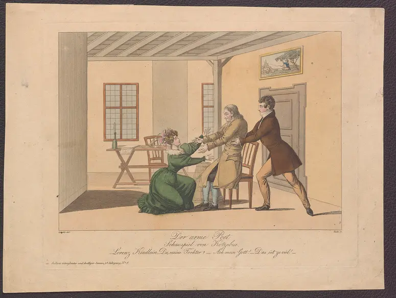 Der arme Poet, Titel der Serie: Gallerie interessanter und drolliger Scenen, Name der Zeitschrift: Wiener Theaterzeitung