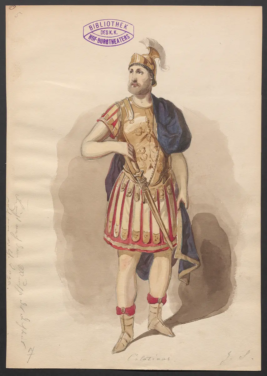 Brutus und Collatinus, Titel der Serie: Figurinen des k.k. Hof-Burgtheaters