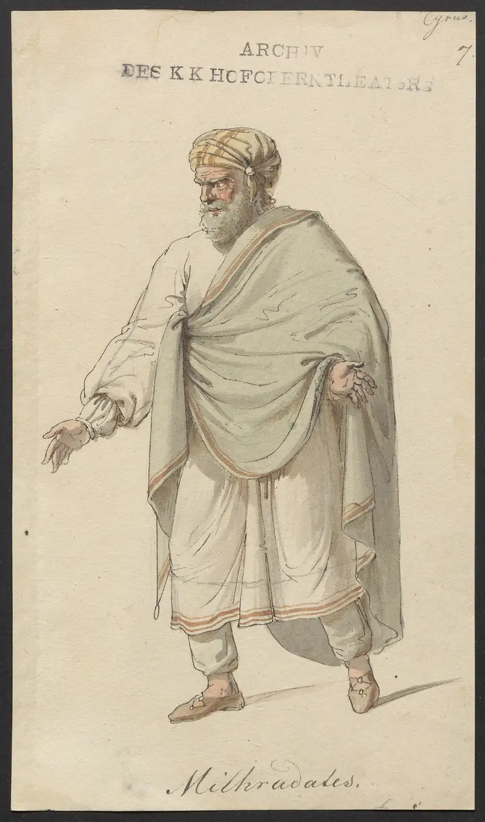 Cyrus und Astyages, Titel der Serie: Figurinen des k.k. Hofoperntheaters