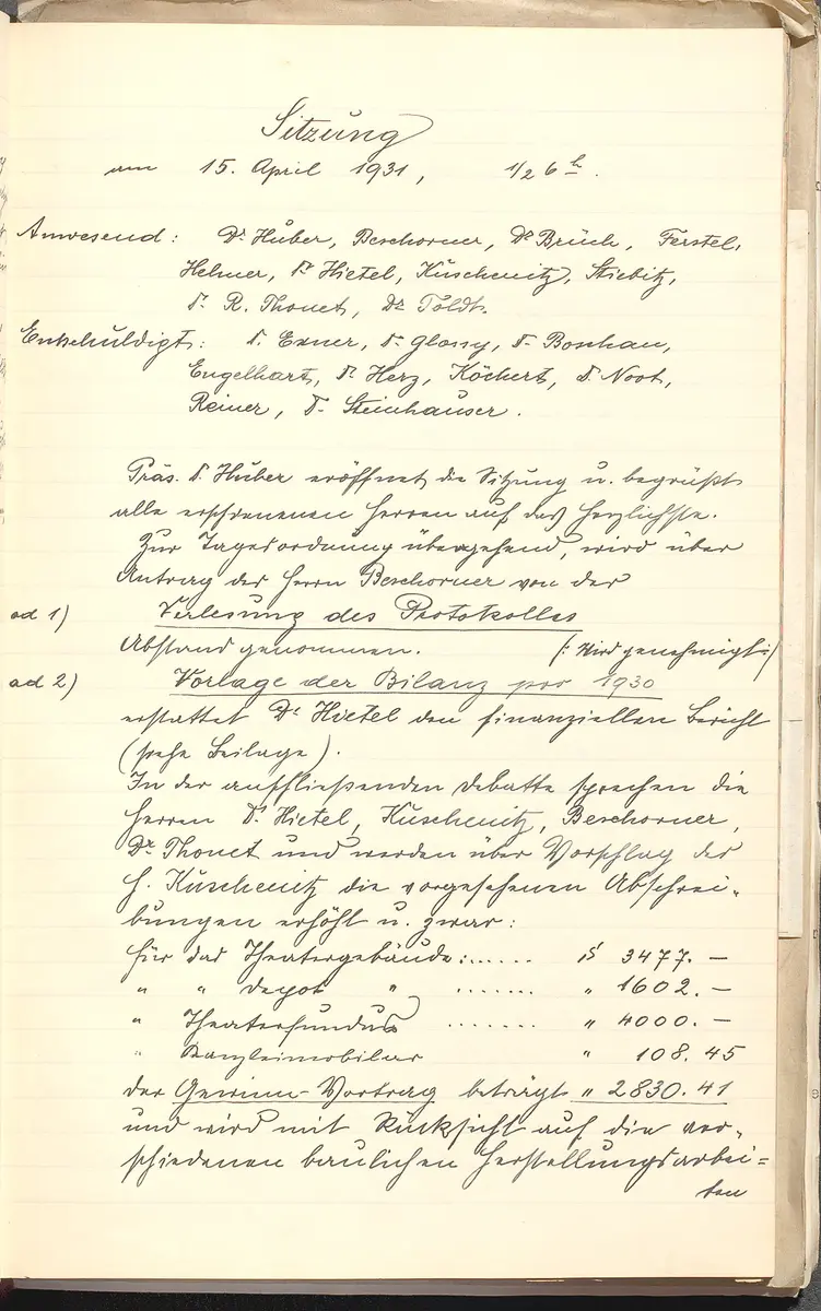 Protokolle der Ausschusssitzungen des Vereines des Deutschen Volkstheaters in Wien