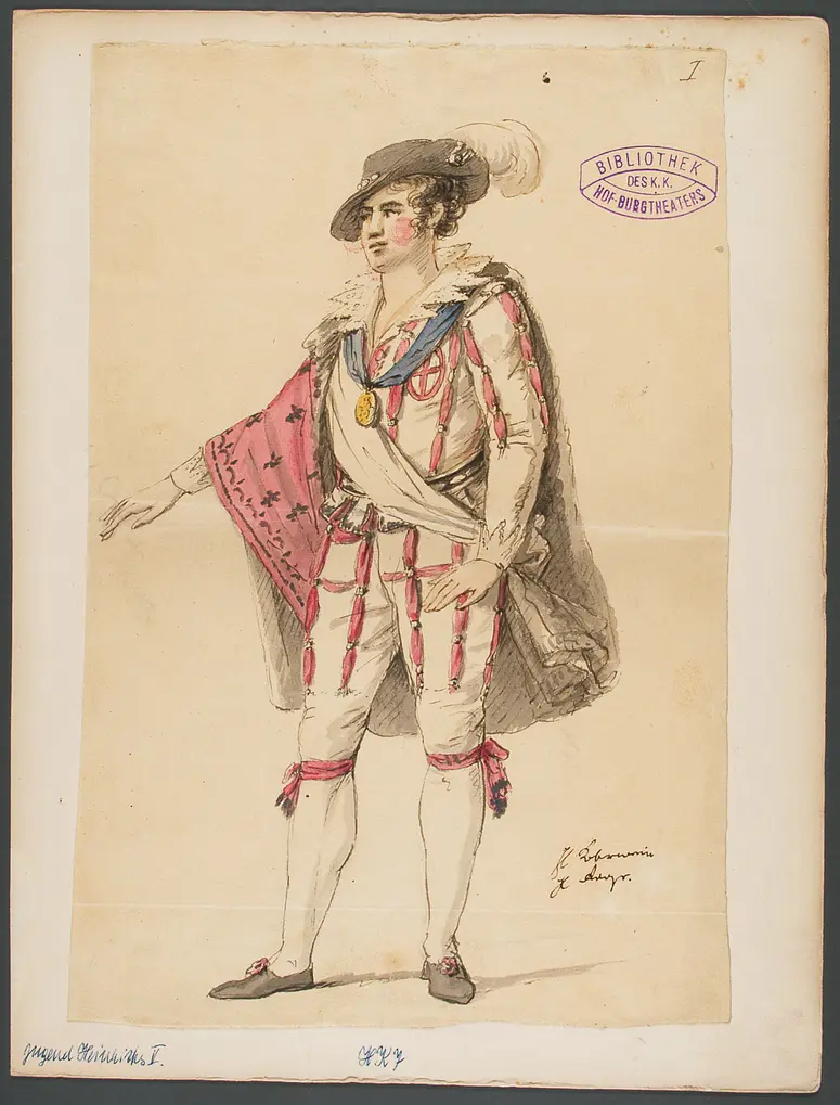 Die Jugend Heinrichs des Fünften, Originaltitel: La jeunesse d'Henri V, Titel der Serie: Figurinen des k.k. Hof-Burgtheaters