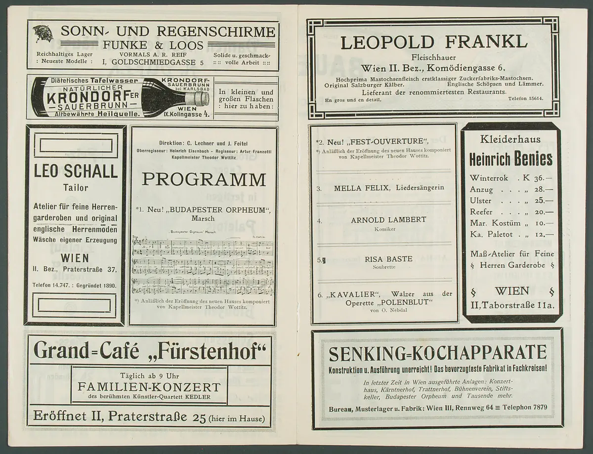 Budapester Orpheum, Verweis auf Stücktitel: Der platonische Hausfreund, Verweis auf Stücktitel: Pfeifendeckel