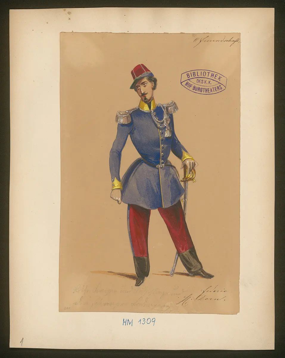 O Freundschaft!, Originaltitel: O amitié!..., ou Les trois époques, Titel der Serie: Figurinen des k.k. Hof-Burgtheaters