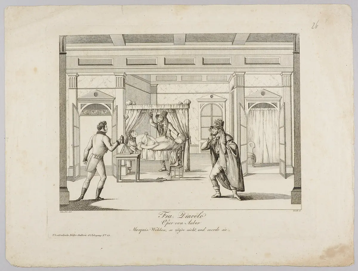 Fra Diavolo, Titel in Vorlageform: Fra: Diavolo, Titel der Serie: Theatralische Bilder-Gallerie, Name der Zeitschrift: Wiener Theaterzeitung
