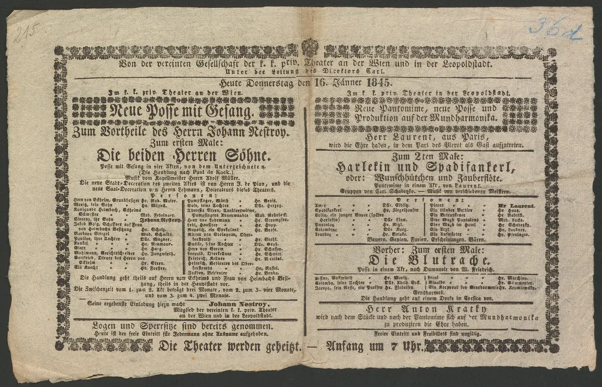 Die beiden Herren Söhne, Harlekin und Spadifankerl, oder Wunschhütchen und Zauberflöte, Die Blutrache