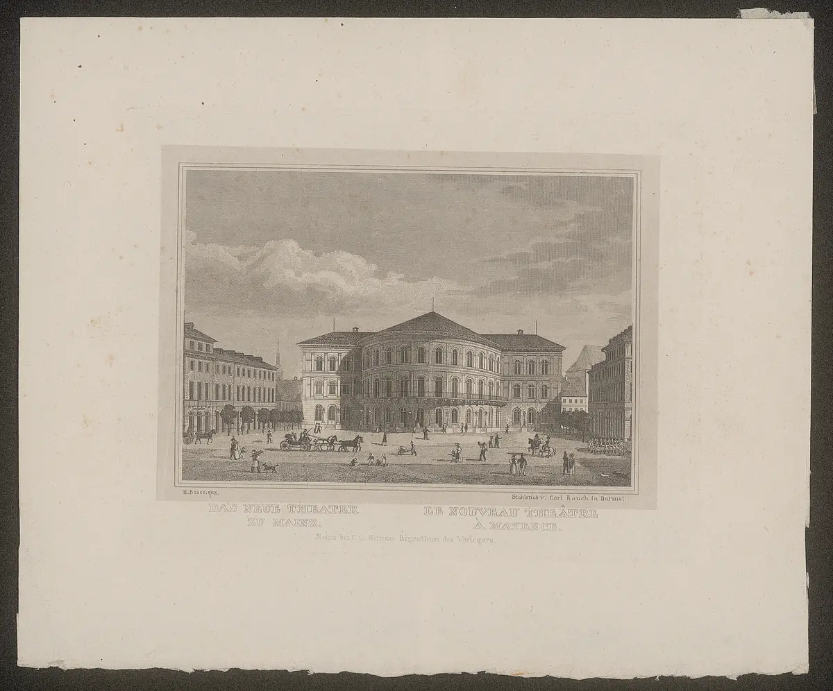 Mainz, Stadttheater (Mollerbau), Alternativtitel: Mainz, Staatstheater, Titel in Vorlageform: Das neue Theater zu Mainz / Le nouveau theâtre à Mayence