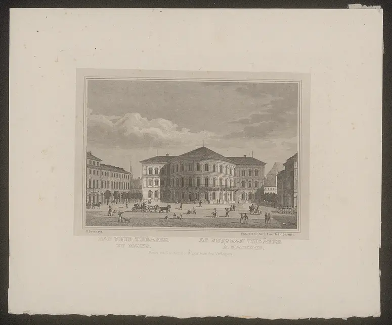 Mainz, Stadttheater (Mollerbau), Alternativtitel: Mainz, Staatstheater, Titel in Vorlageform: Das neue Theater zu Mainz / Le nouveau theâtre à Mayence