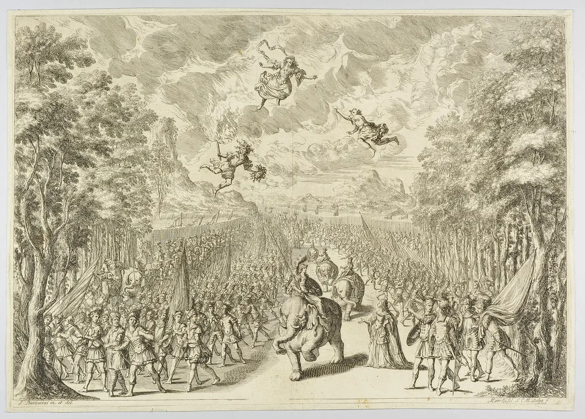 La monarchia latina trionfante, Titel in Vorlageform: La monarchia latina trionfante : festa musicale : in applauso del felicissimo natale del Sereniss. Gioseffo, arciduca d'Austria, figlio delle Augustiss. Maesta` di Leopoldo imperatore, et Eleonora, Maddalena, Teresa, imperatrice, nata prencipessa di Neoburgo : alle medesime M.M. consacrata, Alternativtitel: Die Sig-prangende Römische Monarchey