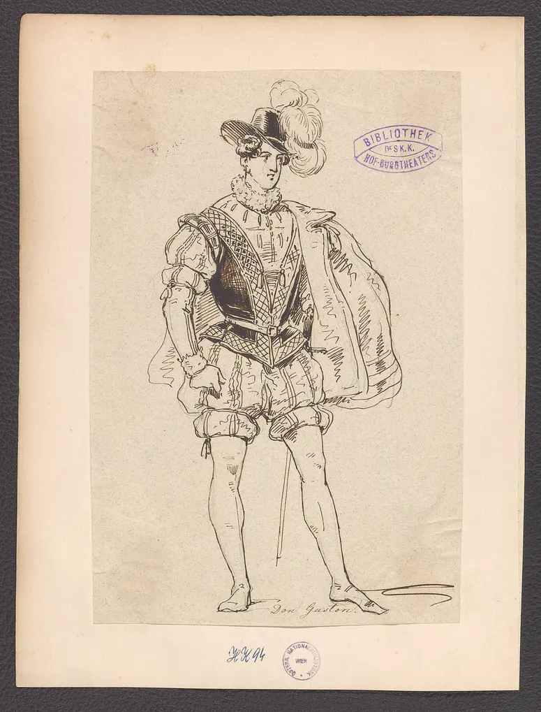 Donna Diana, oder Stolz und Liebe, Suchtitel: Donna Diana, Originaltitel: El desdén con el desdén, Titel der Serie: Figurinen des k.k. Hof-Burgtheaters