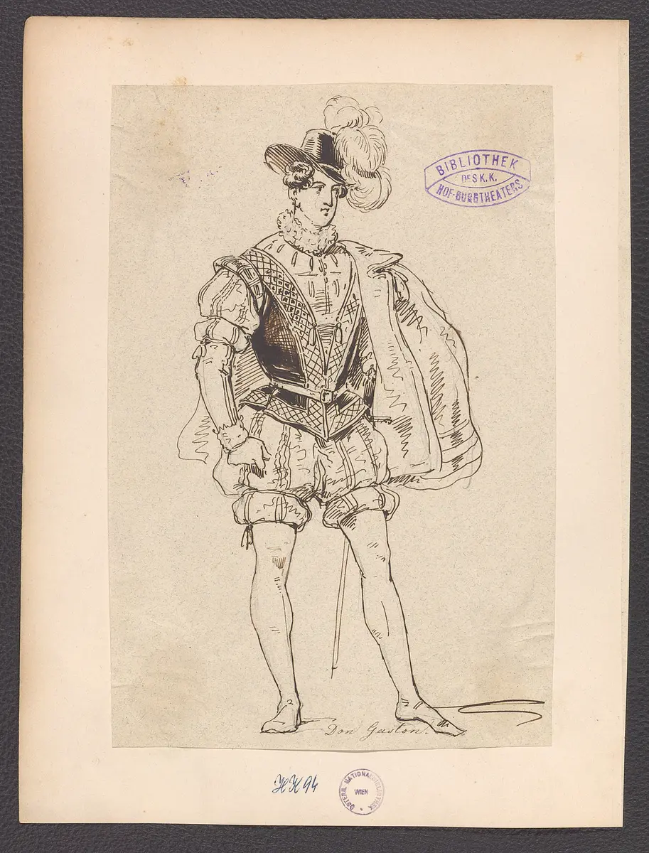 Donna Diana, oder Stolz und Liebe, Suchtitel: Donna Diana, Originaltitel: El desdén con el desdén, Titel der Serie: Figurinen des k.k. Hof-Burgtheaters