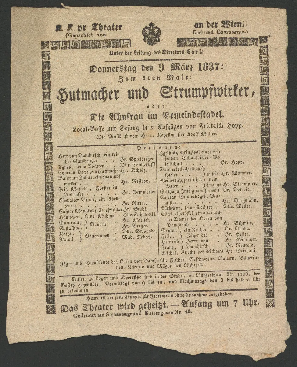 Hutmacher und Strumpfwirker, oder Die Ahnfrau im Gemeindestadel