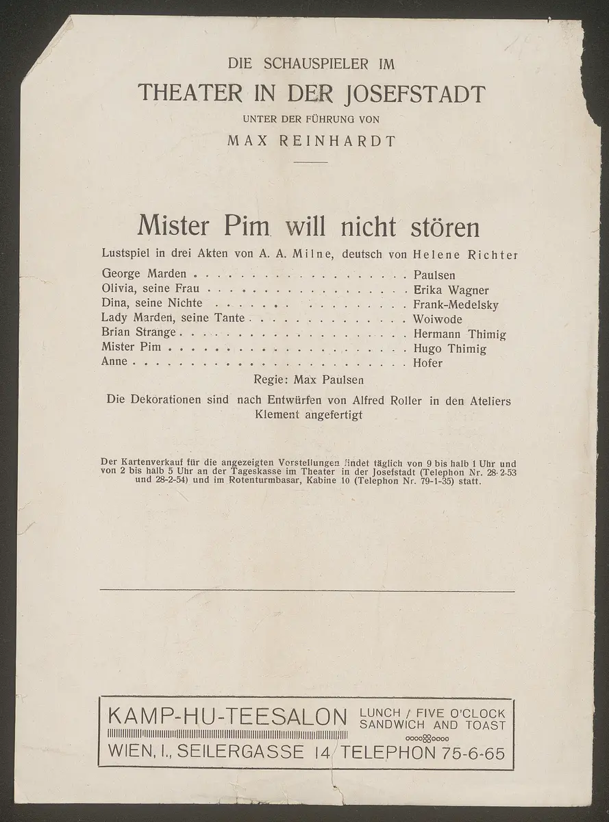 Mr. Pim will nicht stören