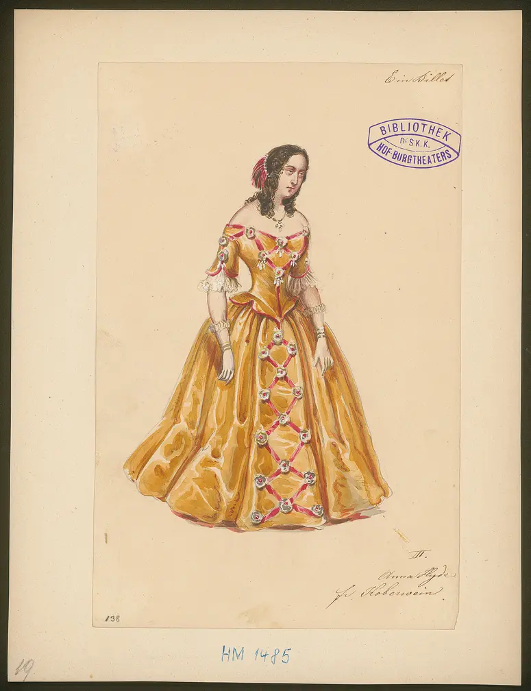 Ein Billett, Titel der Serie: Figurinen des k.k. Hof-Burgtheaters