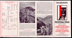 Salzburger Festspiele 1962, Titel in Vorlageform: Salzburgo Festival 1962, Verweis auf Stücktitel: Iphigenie in Aulis, Verweis auf Stücktitel: Cosi fan tutte, Verweis auf Stücktitel: Die Entführung aus dem Serail, Verweis auf Stücktitel: Figaros Hochzeit, Verweis auf Stücktitel: Idomeneo, Verweis auf Stücktitel: Der Troubadour, Verweis auf Stücktitel: Jedermann, Verweis auf Stücktitel: Faust, Verweis auf Stücktitel: Lumpazivagabundus, Verweis auf Stücktitel: Der Bauer als Millionär