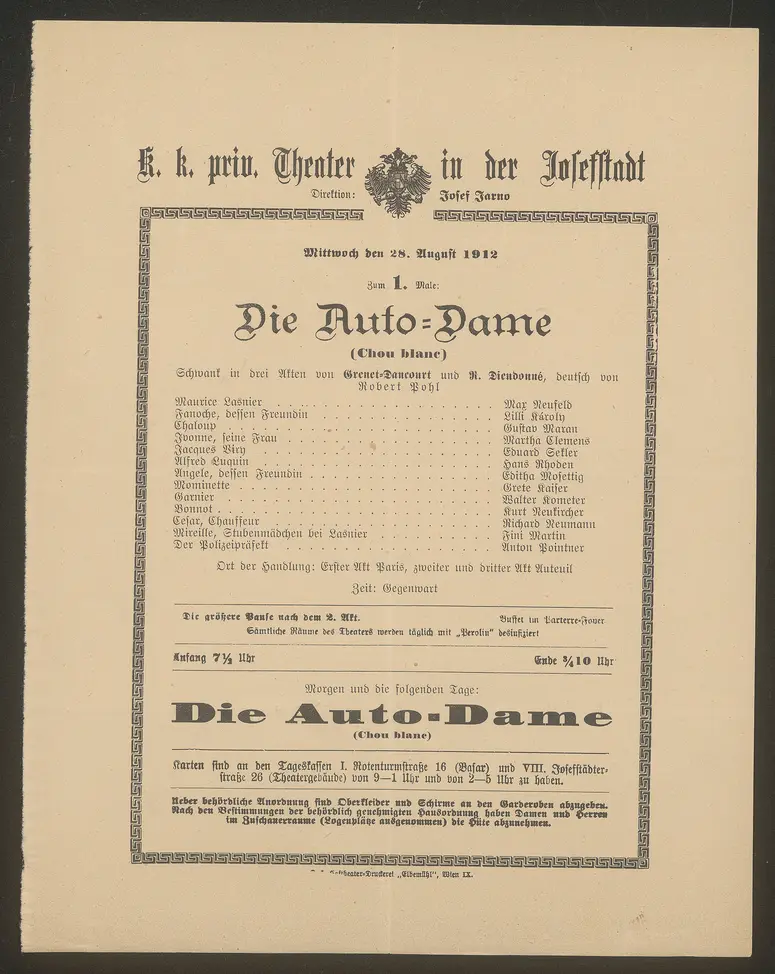 Die Auto-Dame, Chou blanc (Originaltitel)