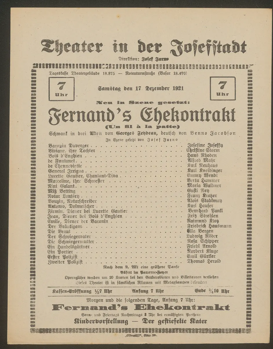 Fernand's Ehekontrakt, Un fil à la patte (Originaltitel)