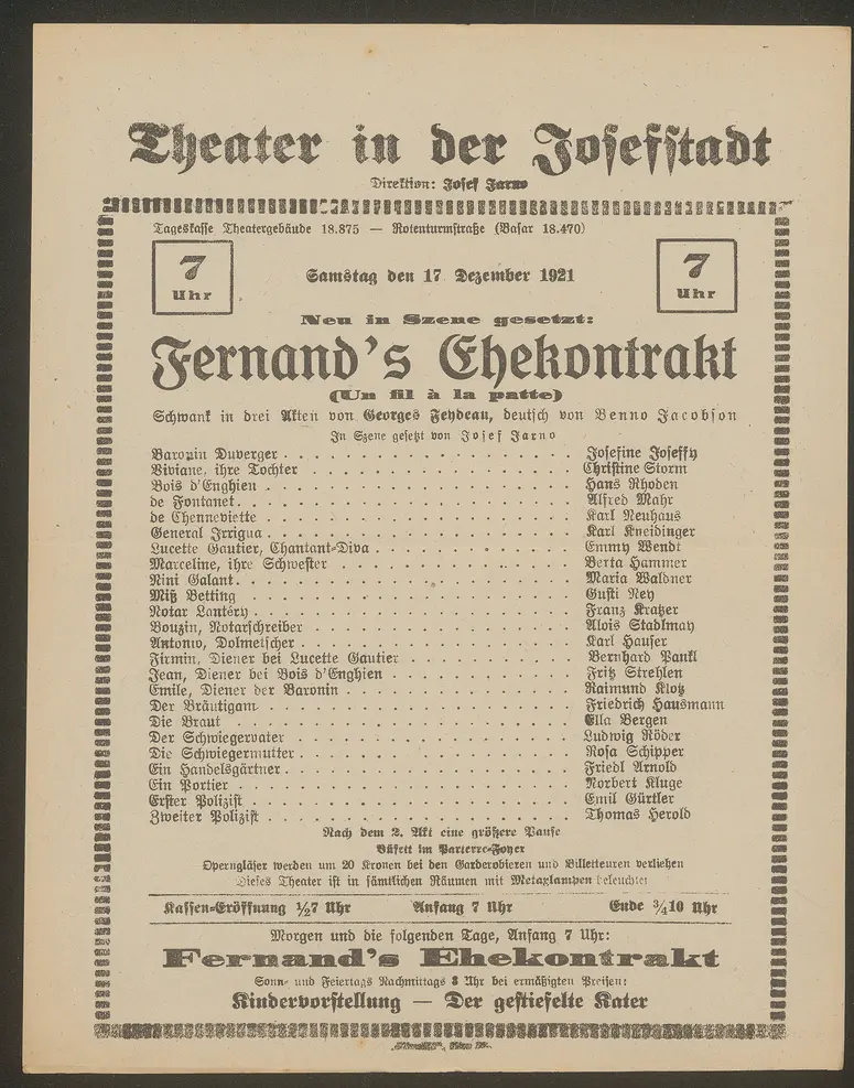 Fernand's Ehekontrakt, Un fil à la patte (Originaltitel)
