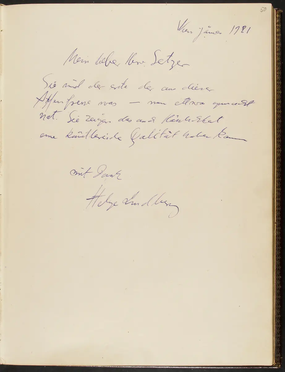 Gästebuch. Atelier Franz-Xaver Setzer, Wien