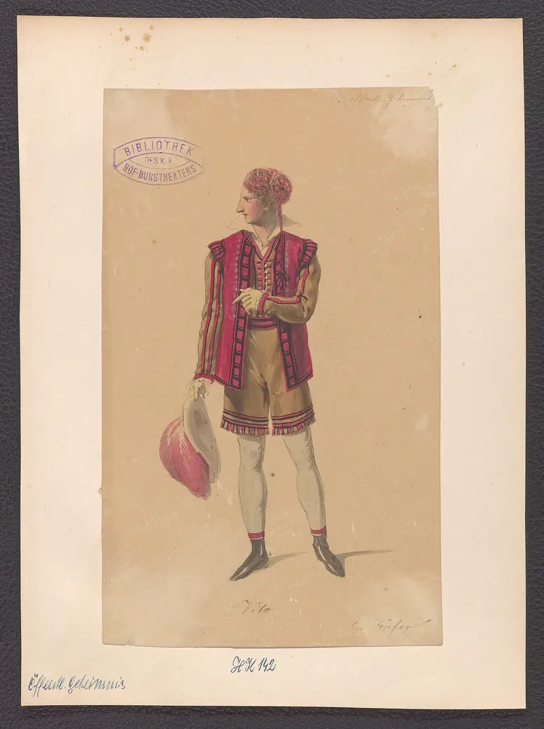 Das öffentliche Geheimnis, Alternativtitel: Das laute Geheimnis, Originaltitel: El secreto a voces, Titel der Serie: Figurinen des k.k. Hof-Burgtheaters