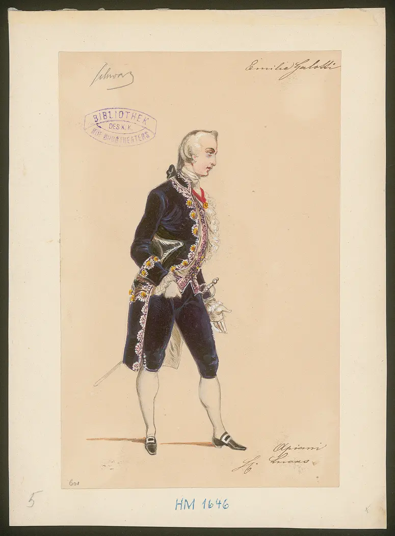 Emilia Galotti, Titel der Serie: Figurinen des k.k. Hof-Burgtheaters