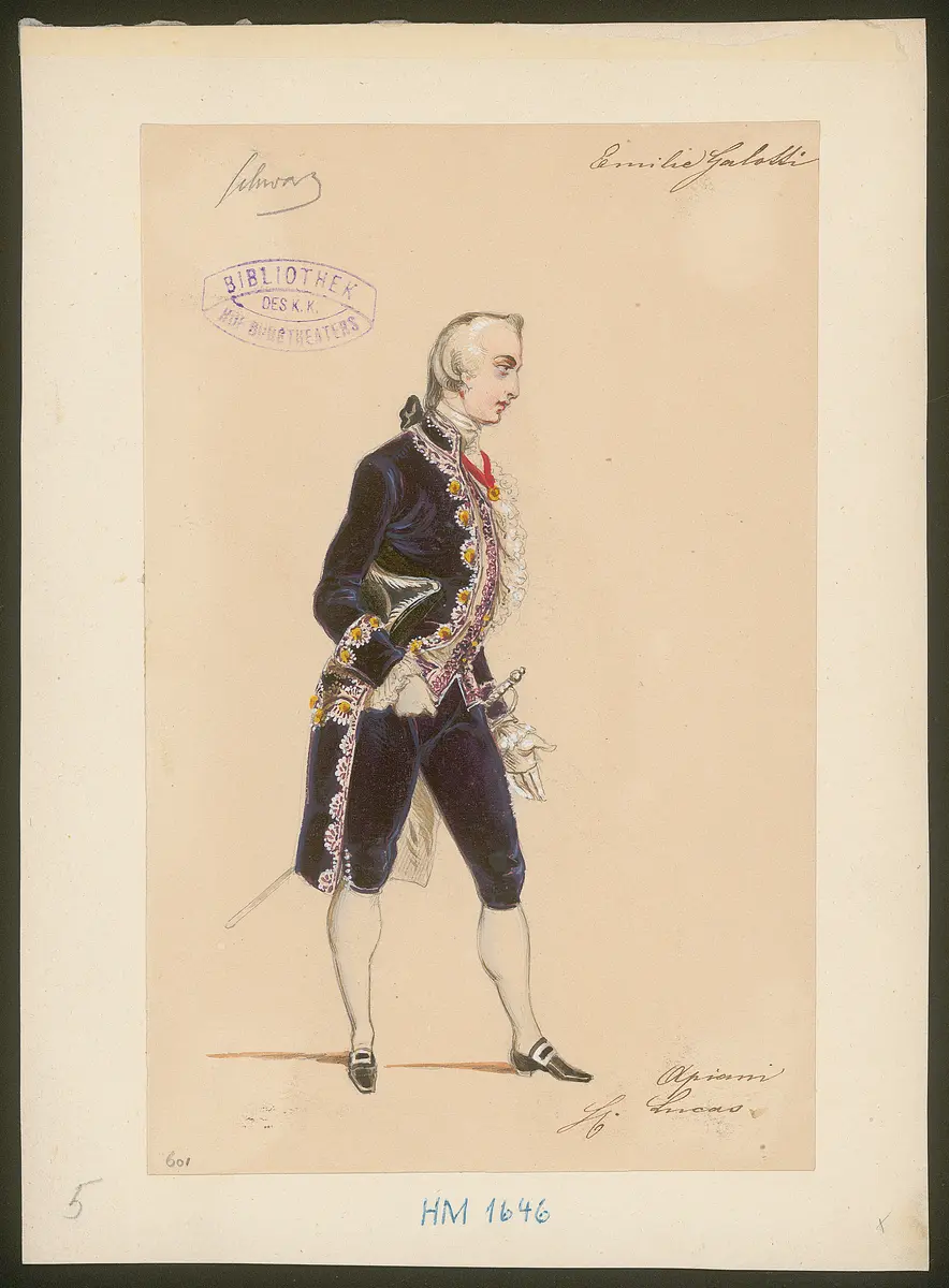 Emilia Galotti, Titel der Serie: Figurinen des k.k. Hof-Burgtheaters