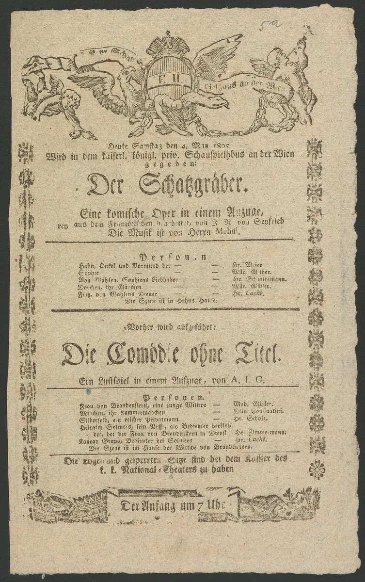 Die Comödie ohne Titel, Der Schatzgräber, Alternativtitel: Die Komödie ohne Titel