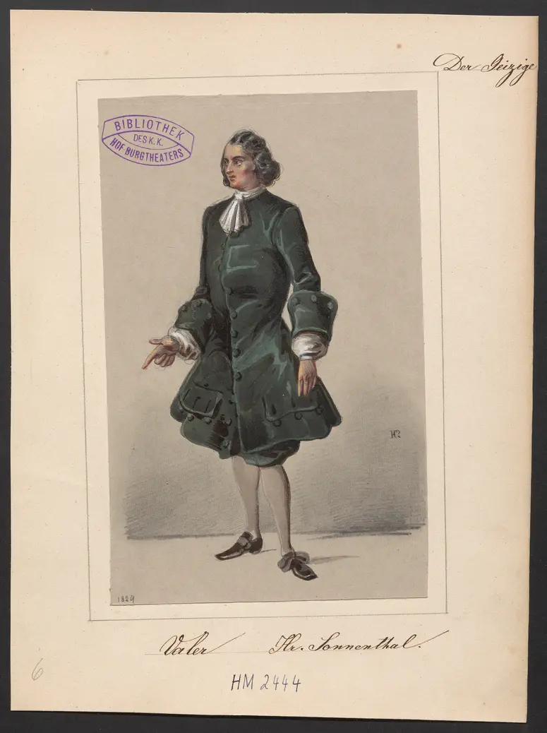 Der Geizige, Originaltitel: L'Avare, Titel der Serie: Figurinen des k.k. Hof-Burgtheaters