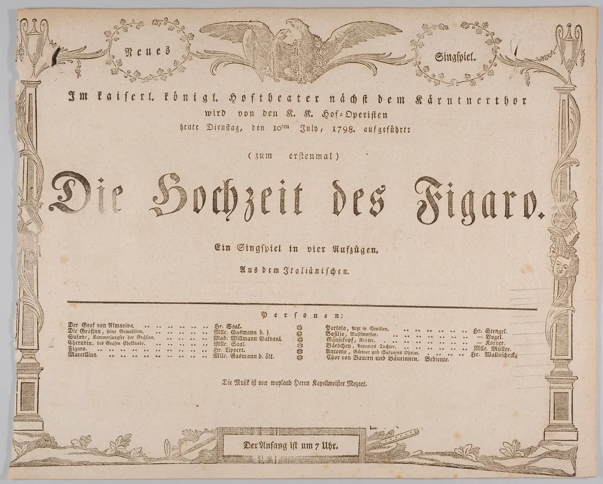 Die Hochzeit des Figaro, Weiterer Titel: Le nozze di Figaro
