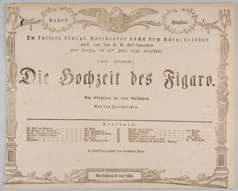 Die Hochzeit des Figaro, Weiterer Titel: Le nozze di Figaro