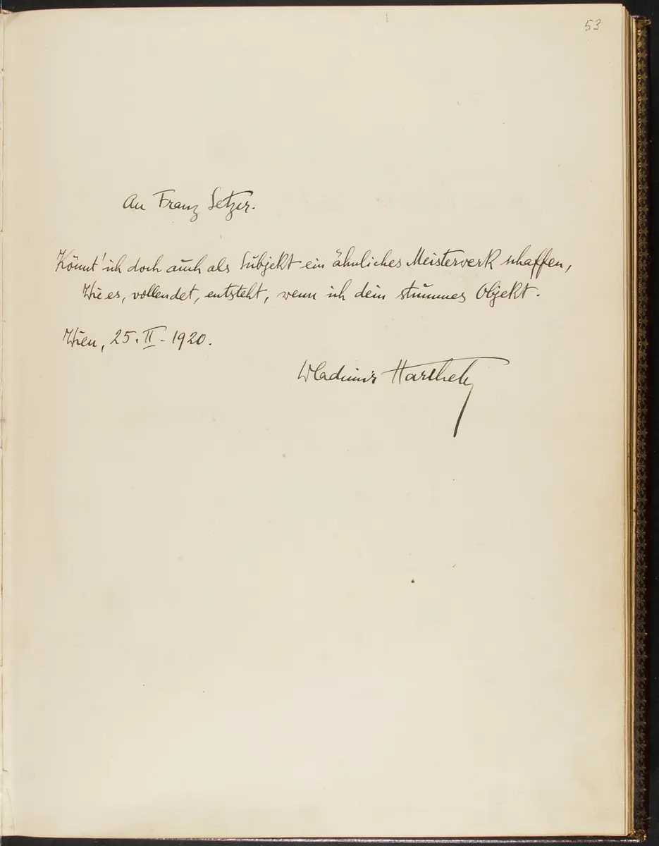 Gästebuch. Atelier Franz-Xaver Setzer, Wien