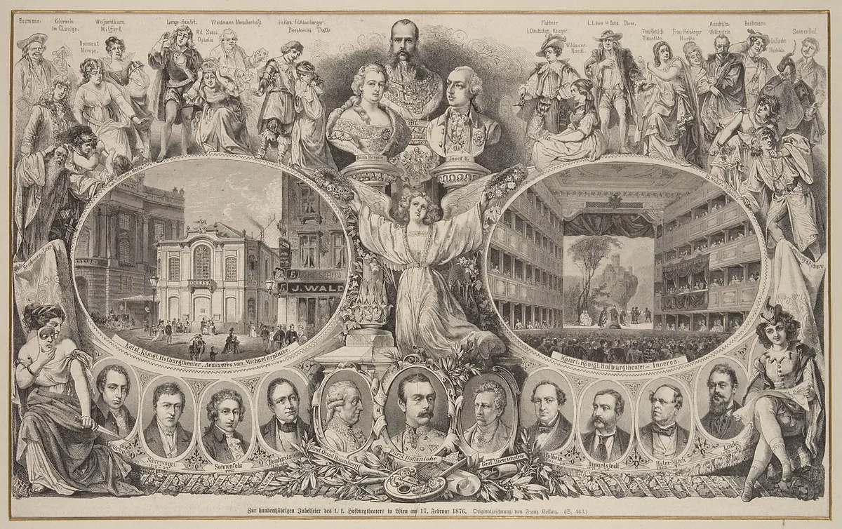 Zur hundertjährigen Jubelfeier des k.k. Hofburgtheaters in Wien am 17.2.1876, Alternativtitel: Wien, Altes Burgtheater