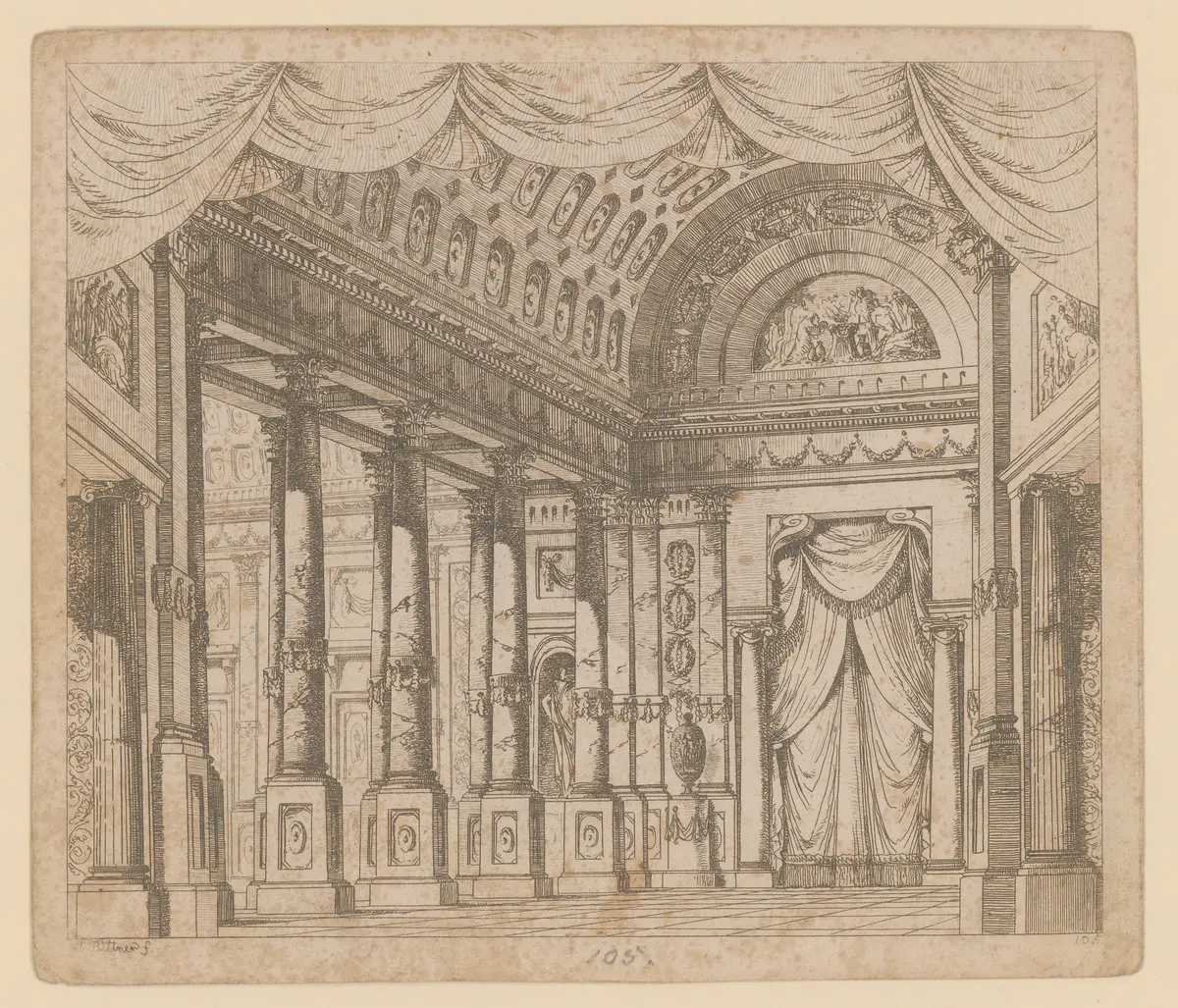 ohne Titel, Titel der Serie: Theaterdecorationen nach den Originalskitzen des k.k. Hoftheatermahlers Joseph Platzer radirt und verlegt von Norbert Bittner