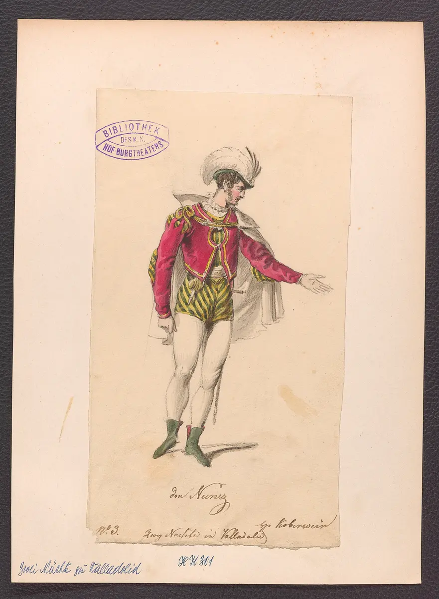 Zwei Nächte zu Valladolid, Titel der Serie: Figurinen des k.k. Hof-Burgtheaters