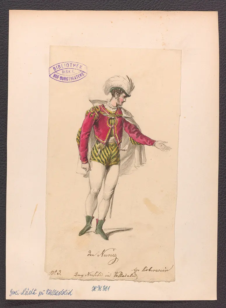 Zwei Nächte zu Valladolid, Titel der Serie: Figurinen des k.k. Hof-Burgtheaters