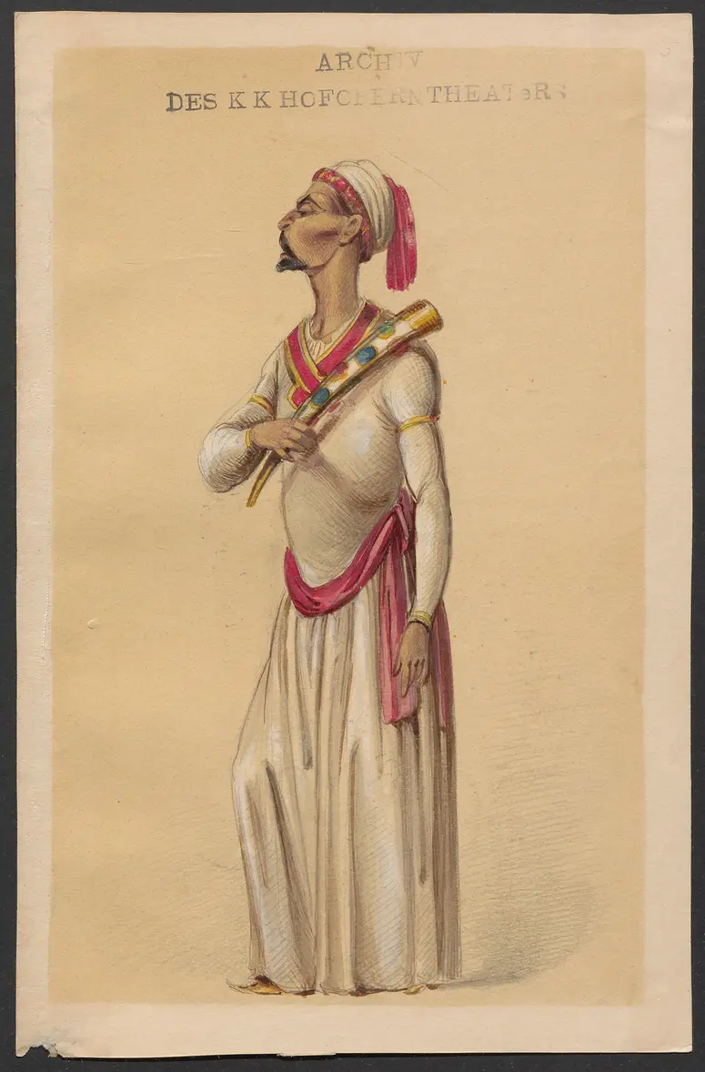 Brahma und die Bajadere, Alternativtitel: Brama und die Bajadere, Alternativtitel: Die liebende Bayadere, Alternativtitel: Der Gott und die Bayadere, Originaltitel: Le Dieu et la Bayadère, ou la Courtisane amoureuse, Titel der Serie: Figurinen des k.k. Hofoperntheaters