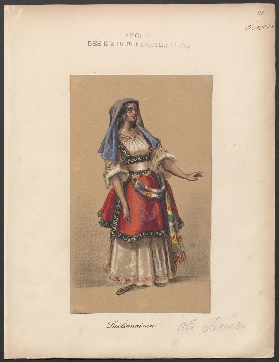 Die sizilianische Vesper, Originaltitel: Les vêpres siciliennes, Titel der Serie: Figurinen des k.k. Hofoperntheaters