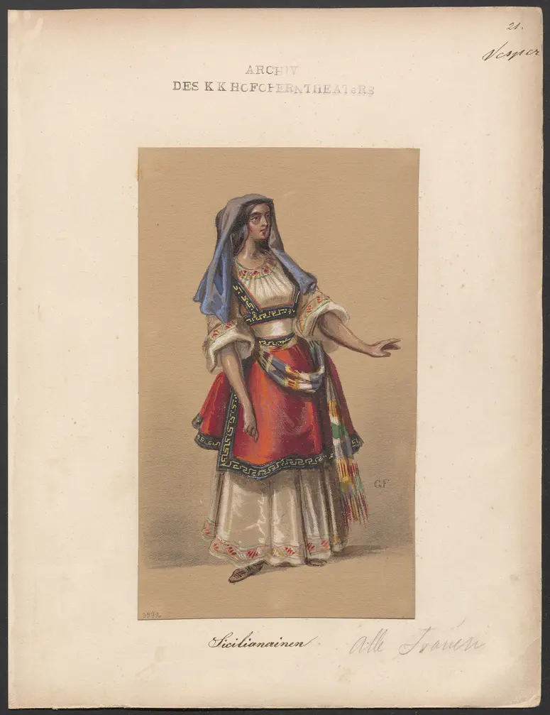 Die sizilianische Vesper, Originaltitel: Les vêpres siciliennes, Titel der Serie: Figurinen des k.k. Hofoperntheaters