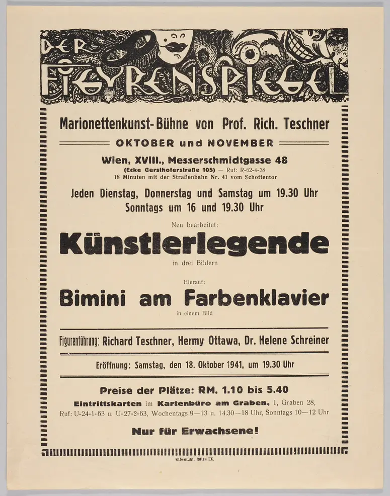 Der Figurenspiegel, Verweis auf Stücktitel: Künstlerlegende, Verweis auf Stücktitel: Das Farbenklavier