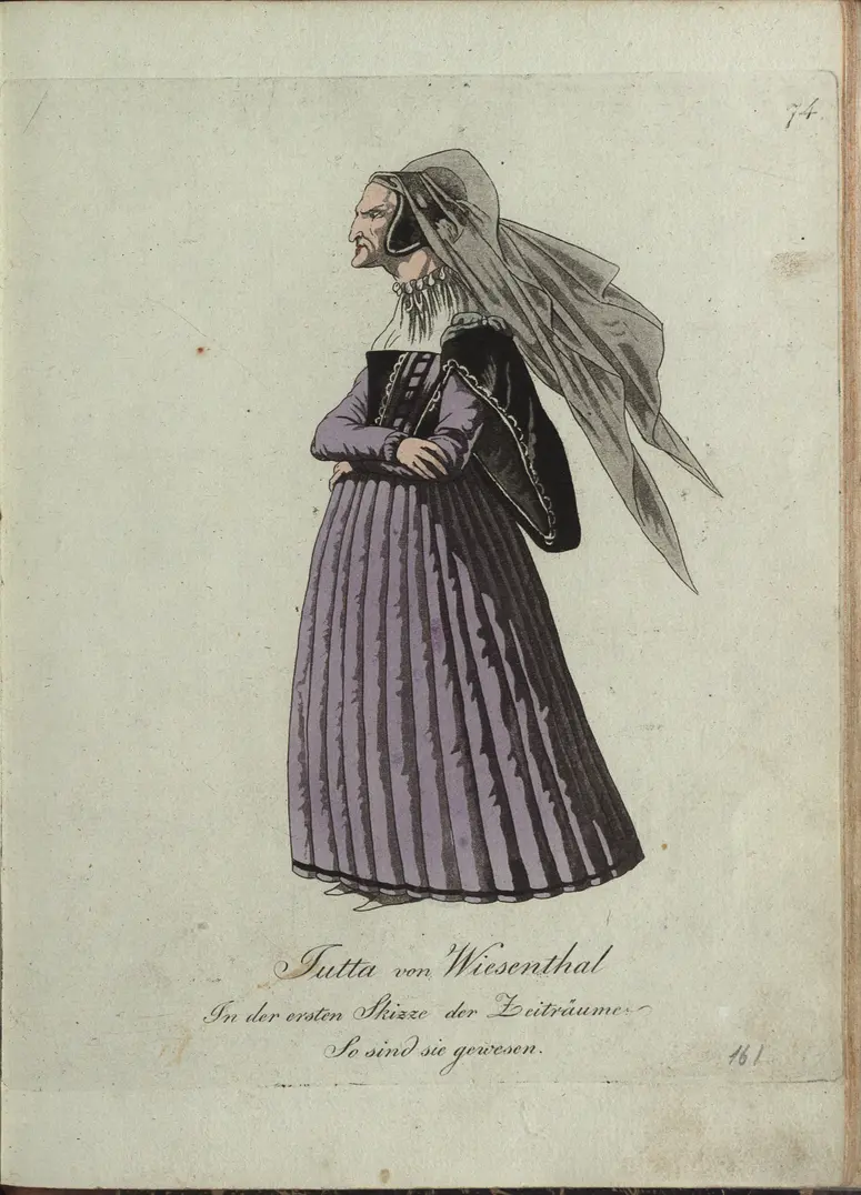 Die Zeiträume, Originaltitel: Die Zeitalter, Untertitel: So sind sie gewesen im Jahre 1498, Titel der Serie: Auswahl schöner Costumes für Theater- und Ball-Anzüge