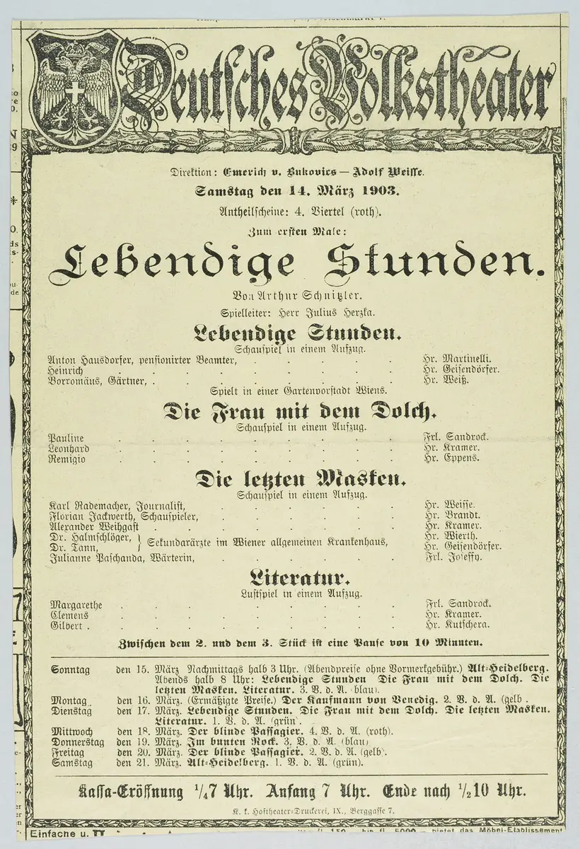 Lebendige Stunden, Die Frau mit dem Dolch, Die letzten Masken, Literatur