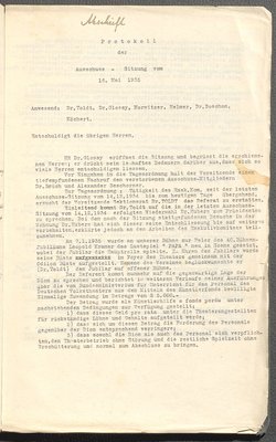 Protokolle der Ausschusssitzungen des Vereines des Deutschen Volkstheaters in Wien