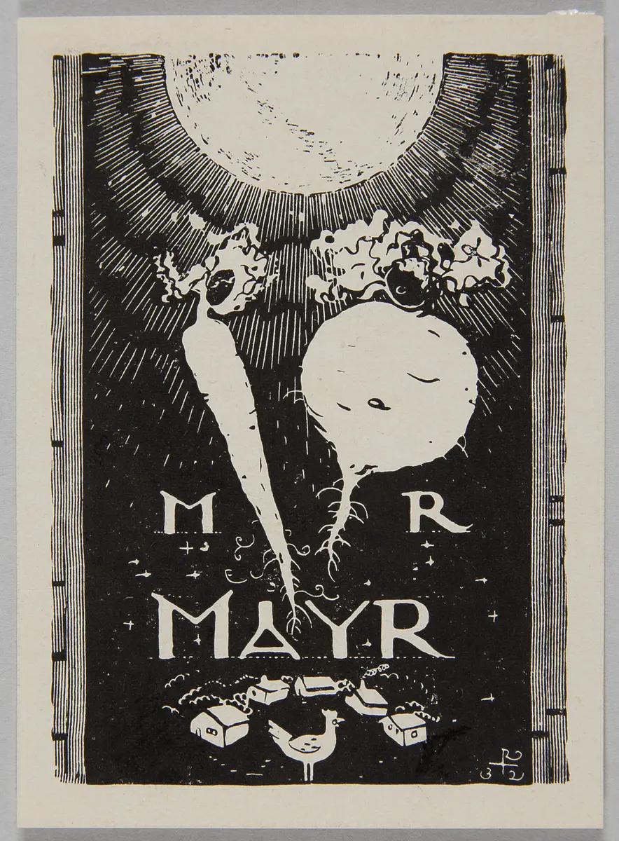 Exlibris Richard und Maria Mayr, Titel in Vorlageform: Exlibris M R Mayr