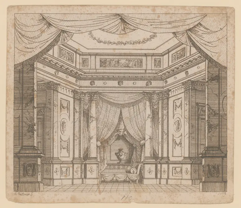 ohne Titel, Titel der Serie: Theaterdecorationen nach den Originalskitzen des k.k. Hoftheatermahlers Joseph Platzer radirt und verlegt von Norbert Bittner