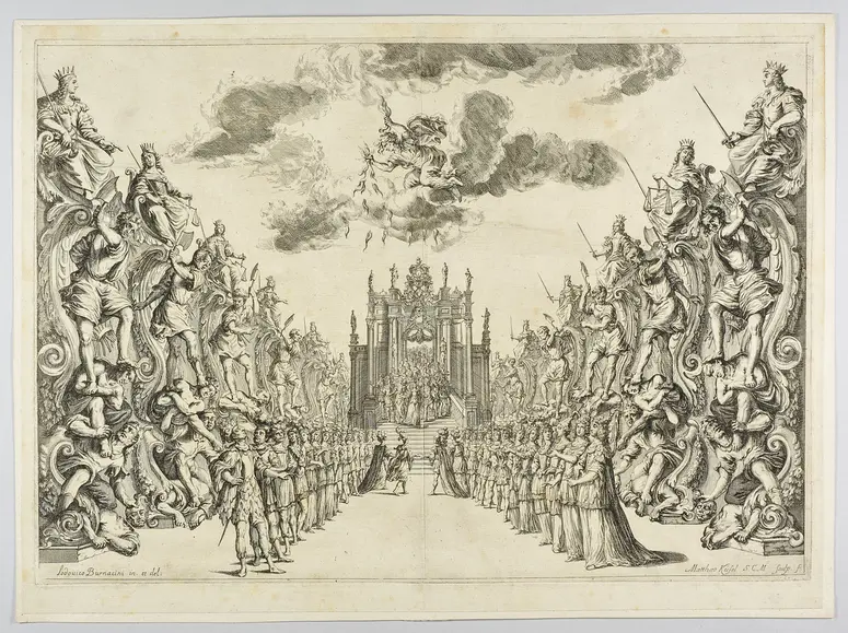 La monarchia latina trionfante, Titel in Vorlageform: La monarchia latina trionfante : festa musicale : in applauso del felicissimo natale del Sereniss. Gioseffo, arciduca d'Austria, figlio delle Augustiss. Maesta` di Leopoldo imperatore, et Eleonora, Maddalena, Teresa, imperatrice, nata prencipessa di Neoburgo : alle medesime M.M. consacrata, Alternativtitel: Die Sig-prangende Römische Monarchey