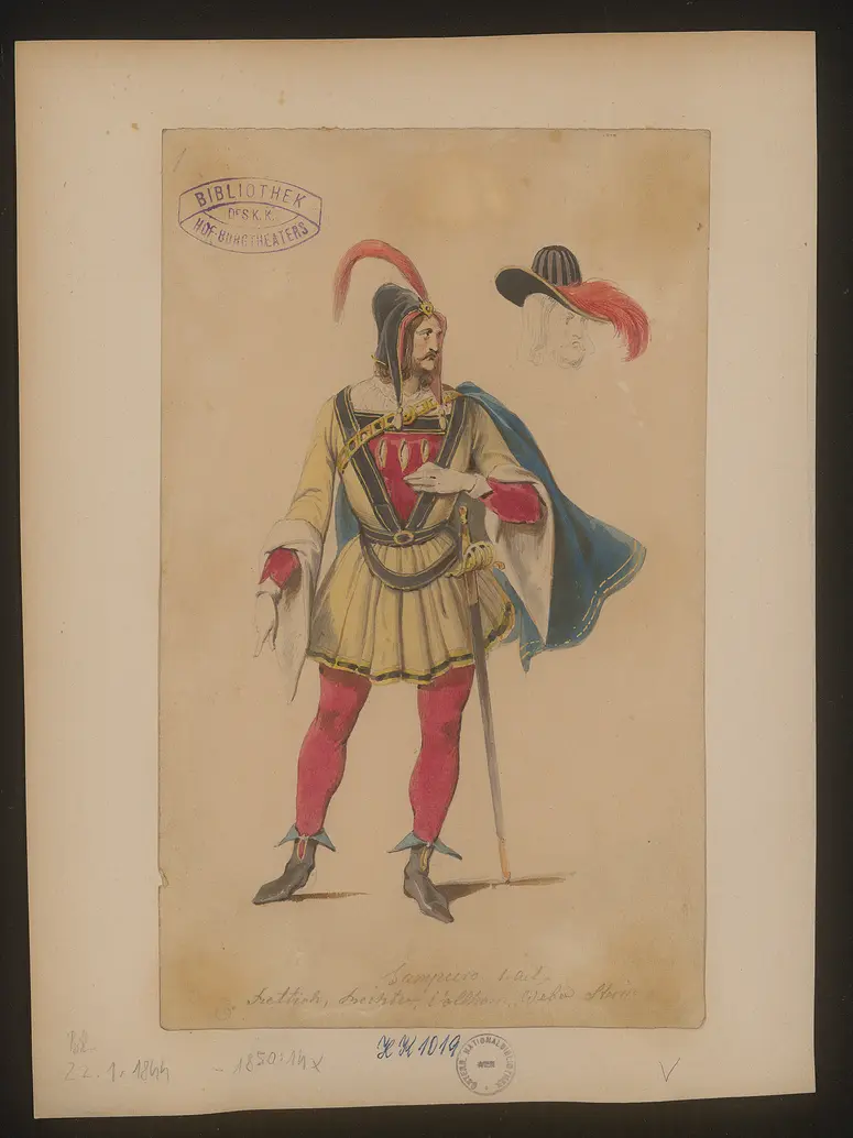 Sampiero, Titel der Serie: Figurinen des k.k. Hof-Burgtheaters