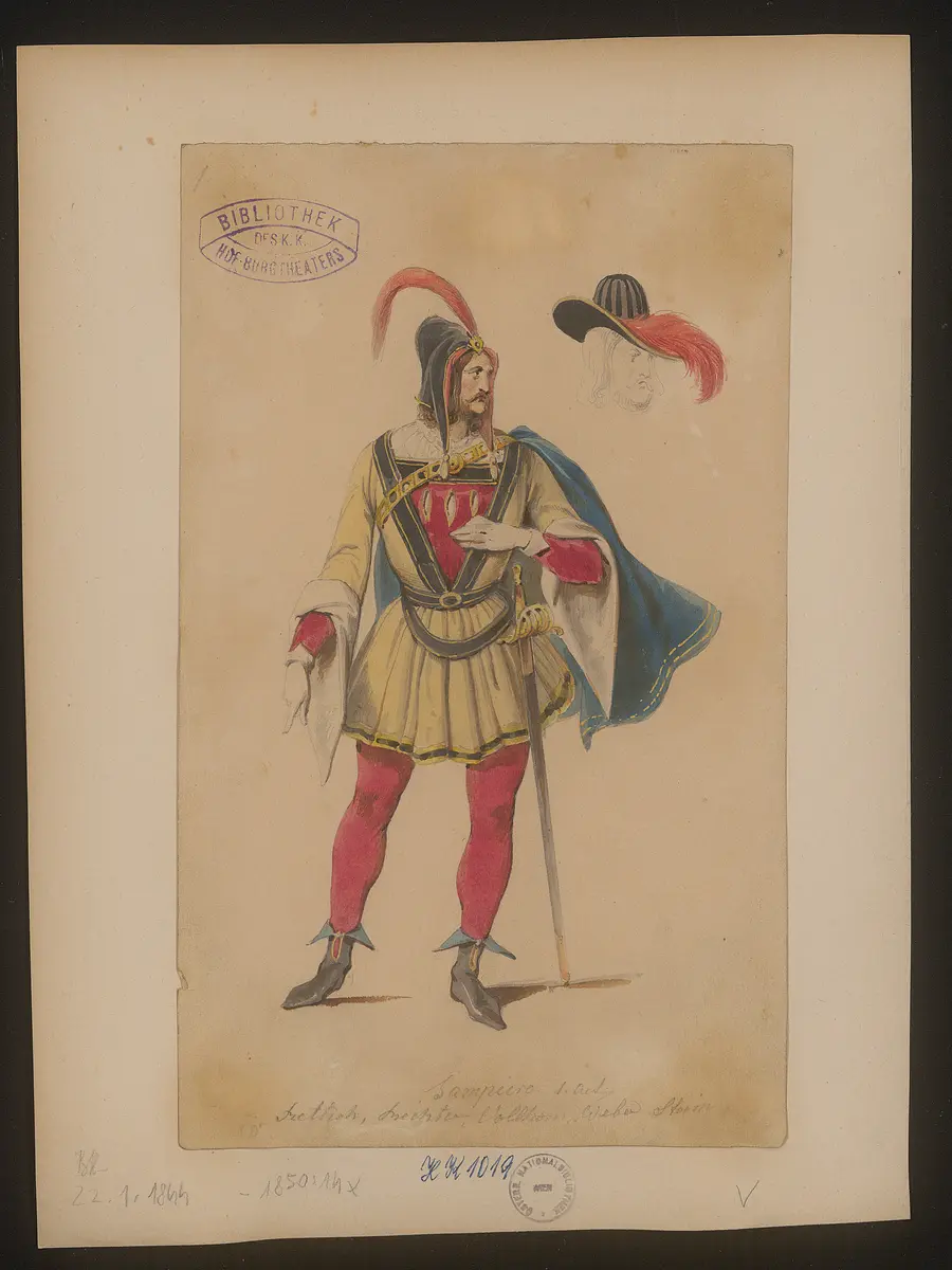 Sampiero, Titel der Serie: Figurinen des k.k. Hof-Burgtheaters