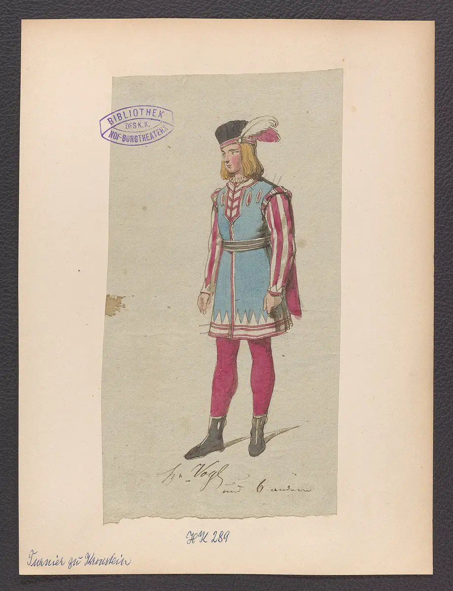 Das Turnier zu Kronstein, oder Die drei Wahrzeichen, Titel der Serie: Figurinen des k.k. Hof-Burgtheaters