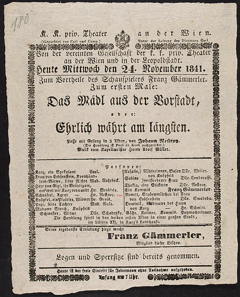 Das Mädl aus der Vorstadt oder Ehrlich währt am längsten