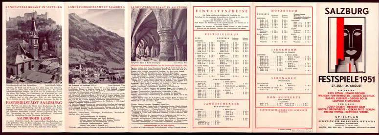 Salzburger Festspiele 1951, Verweis auf Stücktitel: Wozzeck, Verweis auf Stücktitel: Idomeneo, Verweis auf Stücktitel: Zauberflöte, Verweis auf Stücktitel: Othello, Verweis auf Stücktitel: Jedermann, Verweis auf Stücktitel: Der zerbrochene Krug, Verweis auf Stücktitel: Wie es euch gefällt
